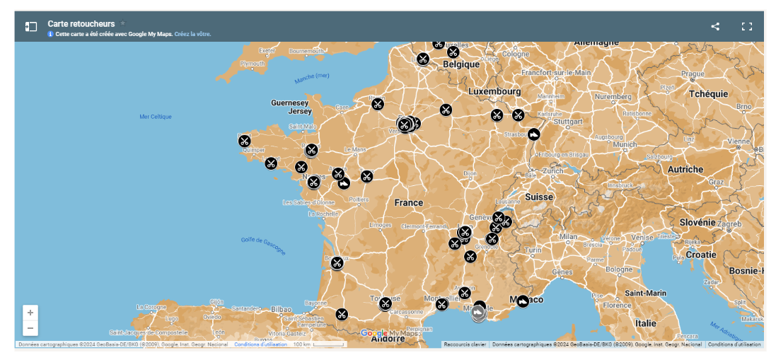 image title La carte des réparateurs identifiés par l'entreprise